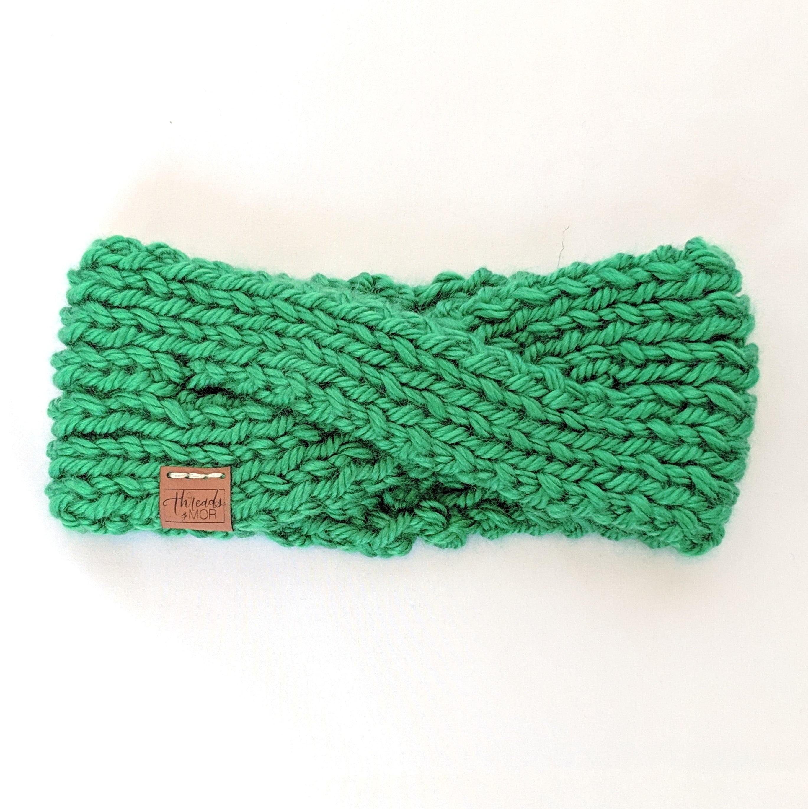Kelly Green twist knit headband and ear warmer