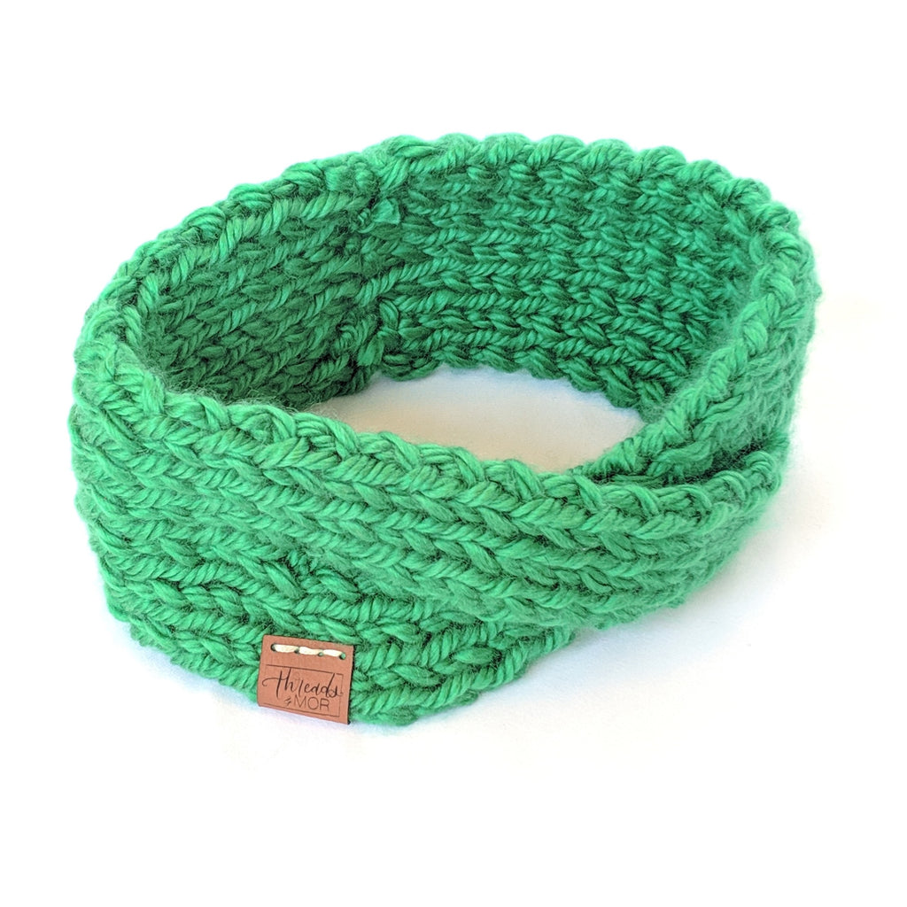 Kelly Green twist knit headband and ear warmer