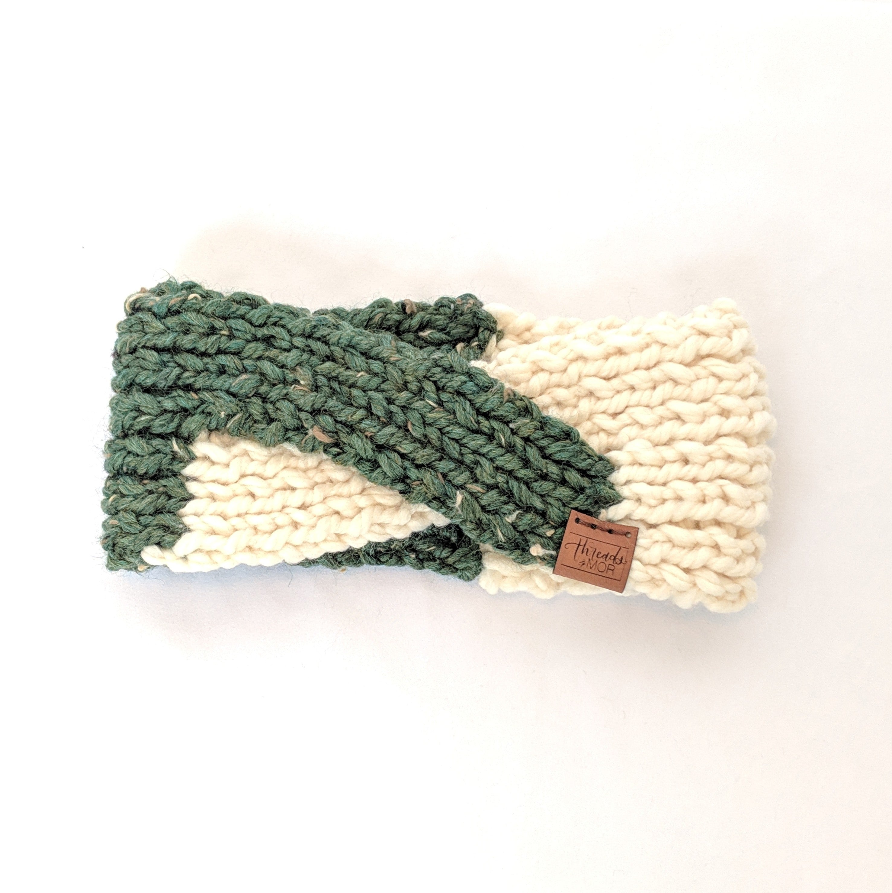 Kale and Cream twist knit headband and ear warmer