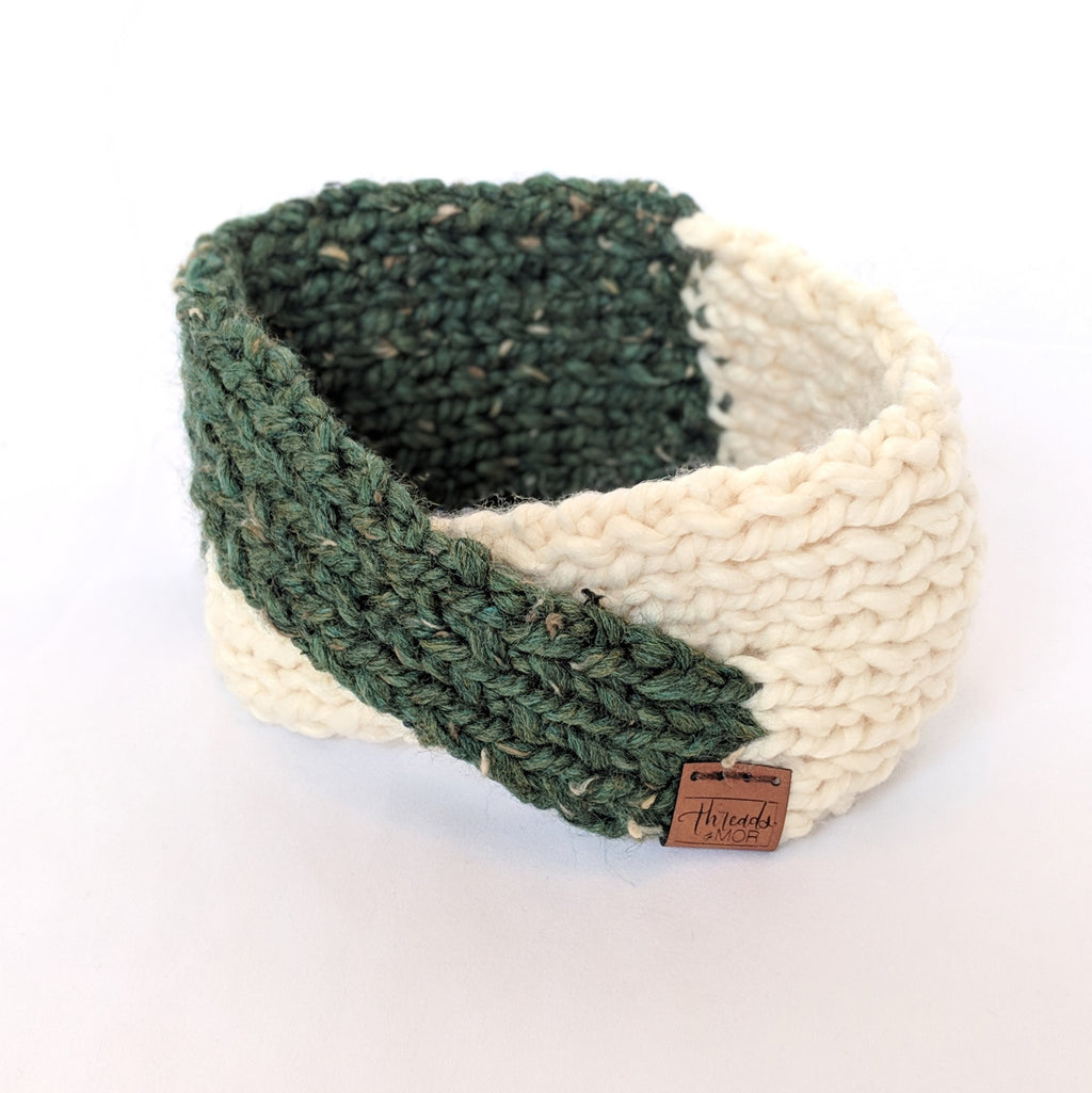 Kale and Cream twist knit headband and ear warmer