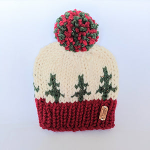 Holiday Spirit knit hat with yarn pompom
