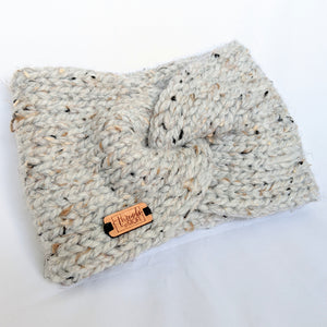 Gray marbled Twist Ear Warmer / Headband