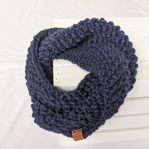 Navy blue cowl scarf