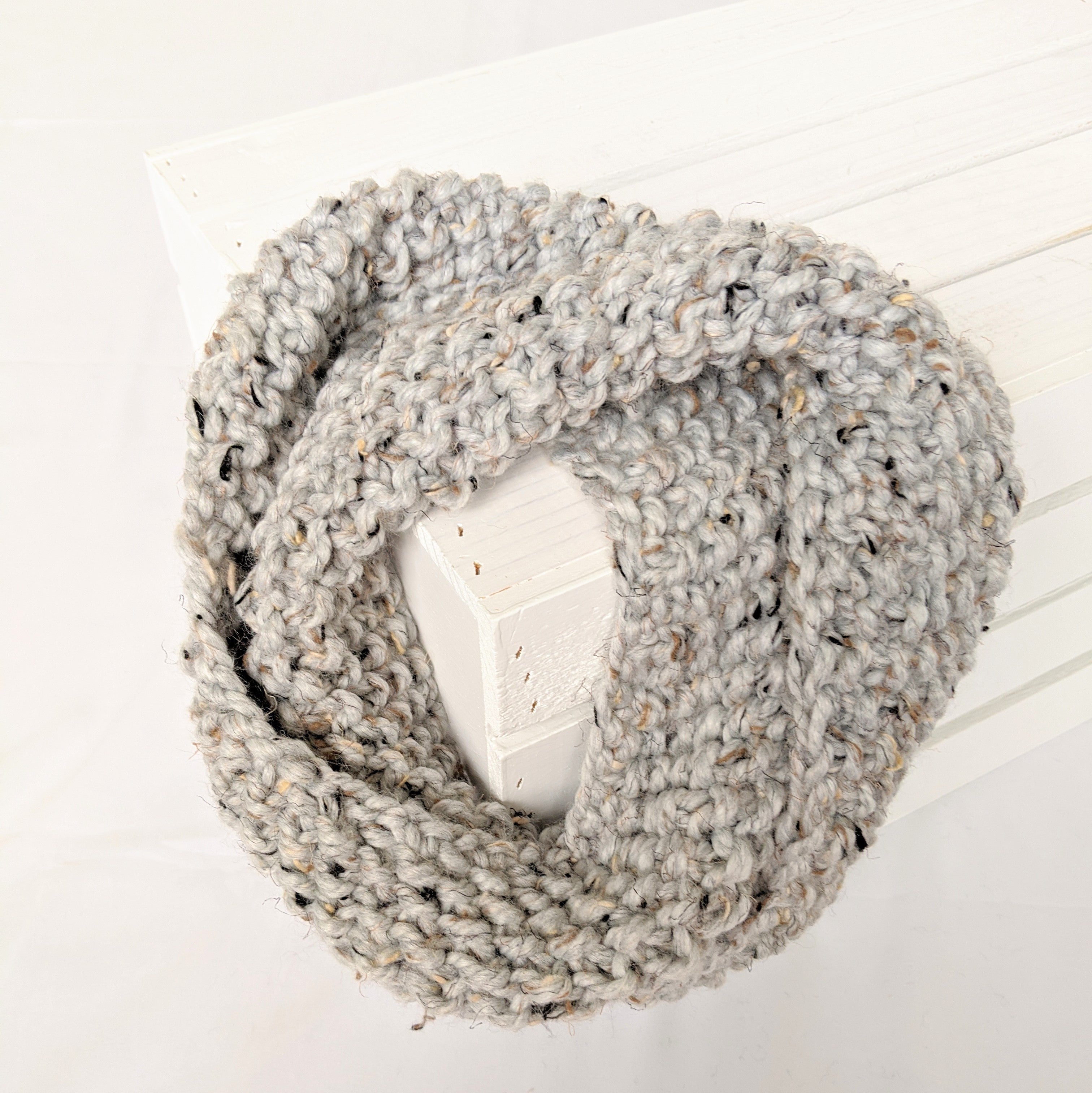 Gray marbled cowl scarf