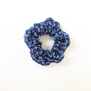 Blue Velvet Crochet Scrunchie
