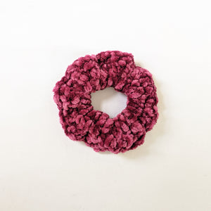 Magenta Velvet Crochet Scrunchie