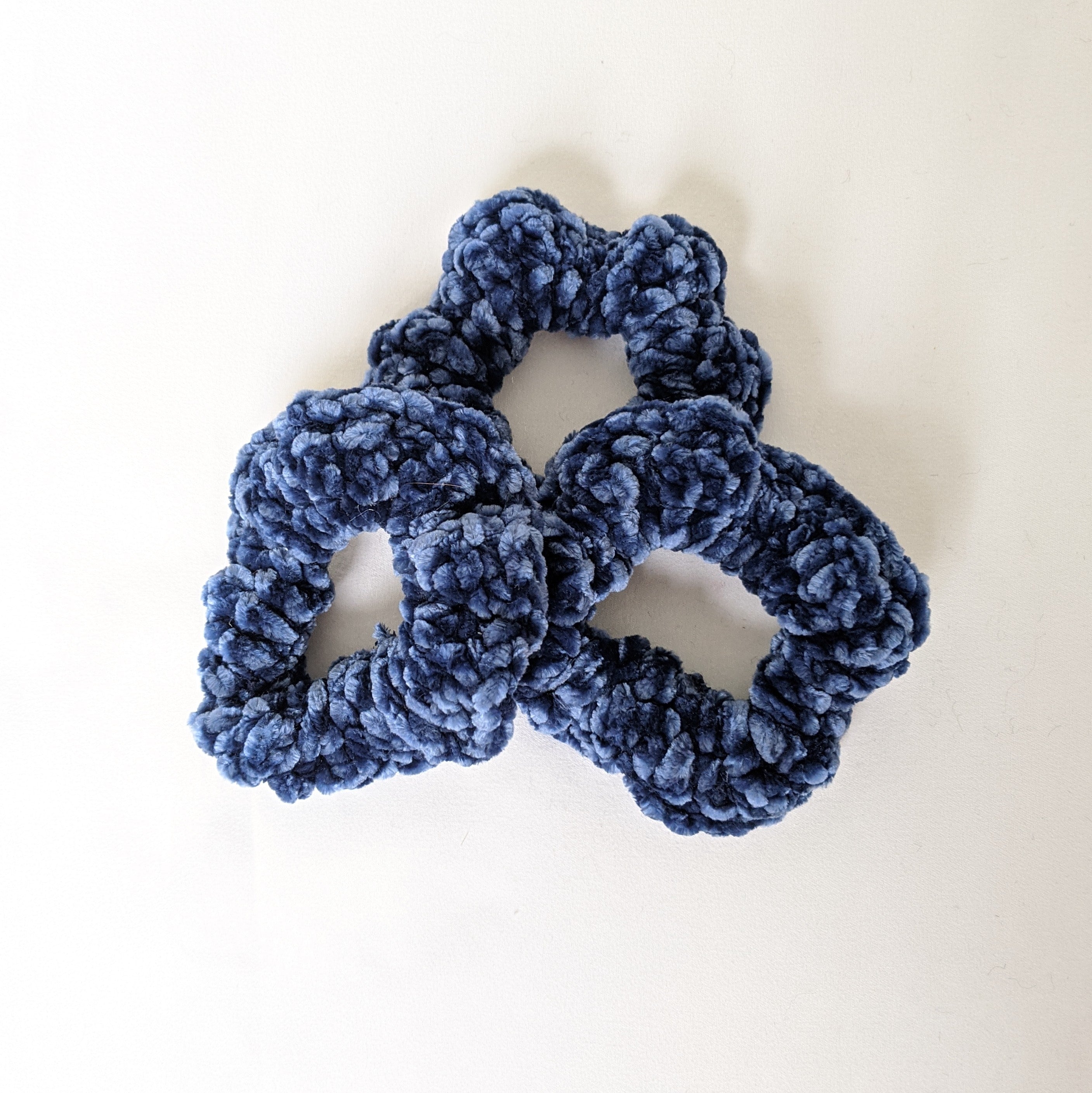 Blue Velvet Crochet Scrunchie