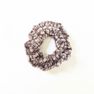 Gray Velvet Crochet Scrunchie