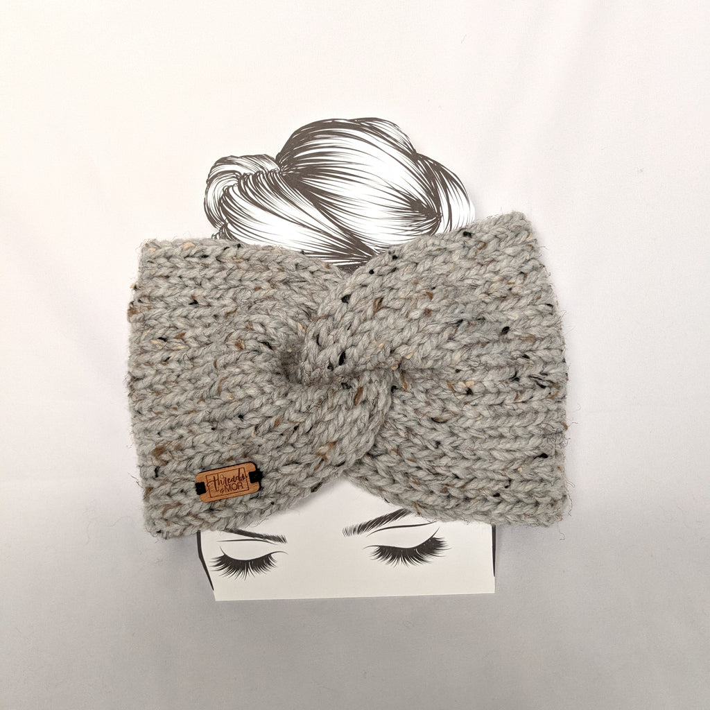 Gray marbled Twist Ear Warmer / Headband