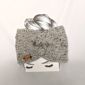 Gray marbled Twist Ear Warmer / Headband