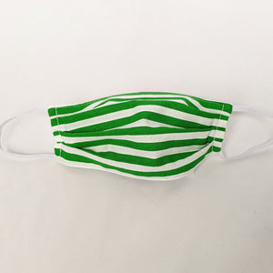 Green and White Stripe Face Mask