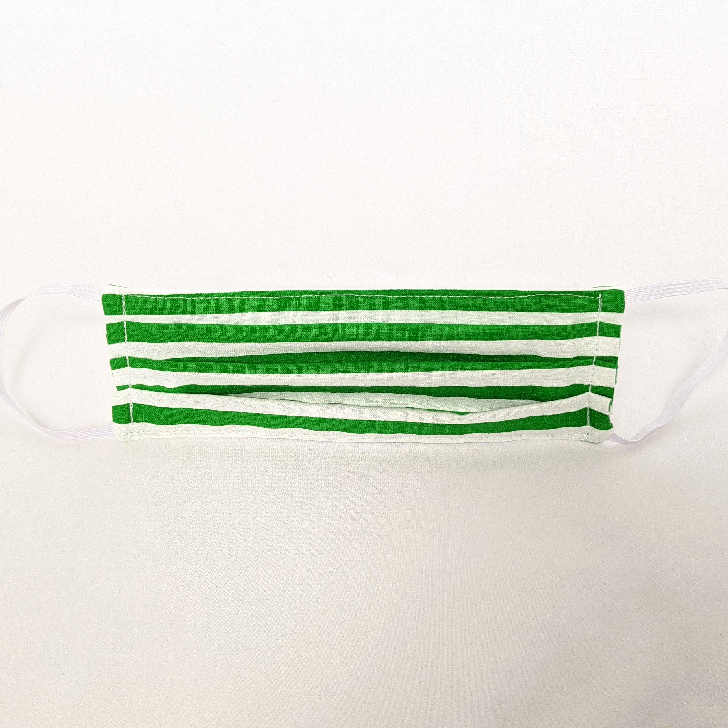 Green and White Stripe Face Mask