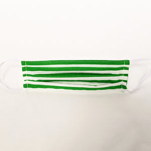 Green and White Stripe Face Mask