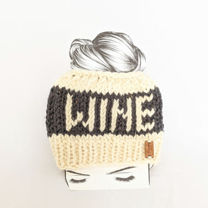 Graphite WINE Knit Bun Hat