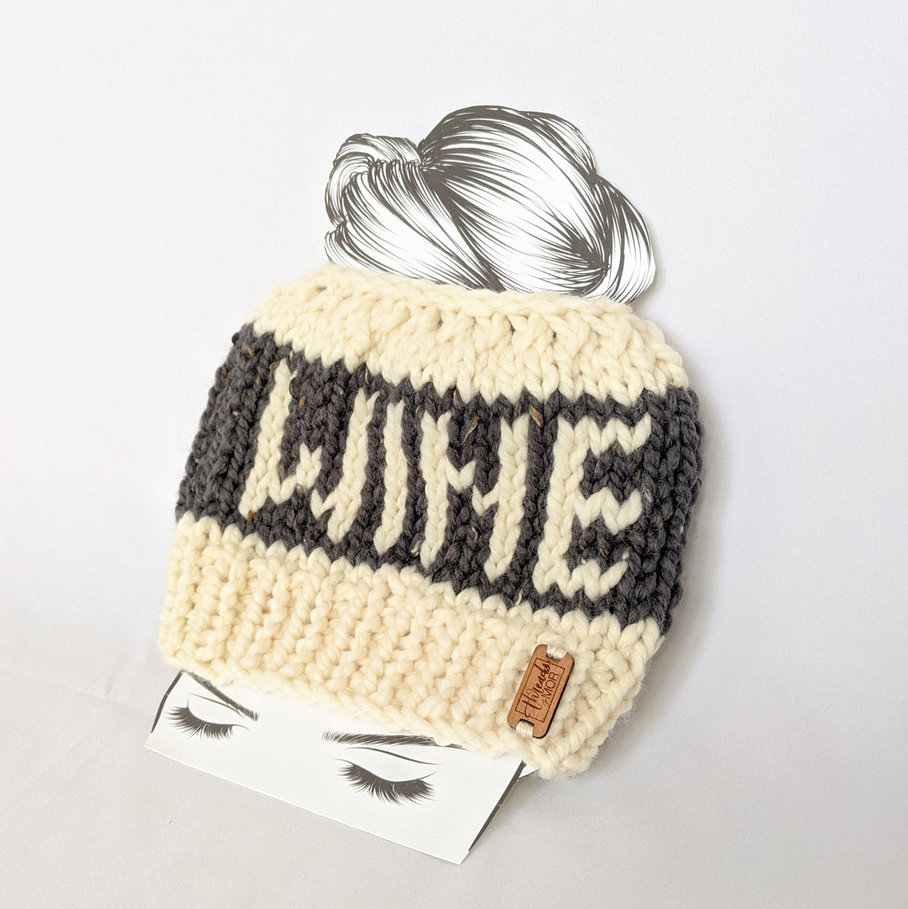 Graphite WINE Knit Bun Hat