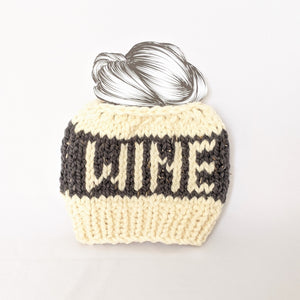 Graphite WINE Knit Bun Hat