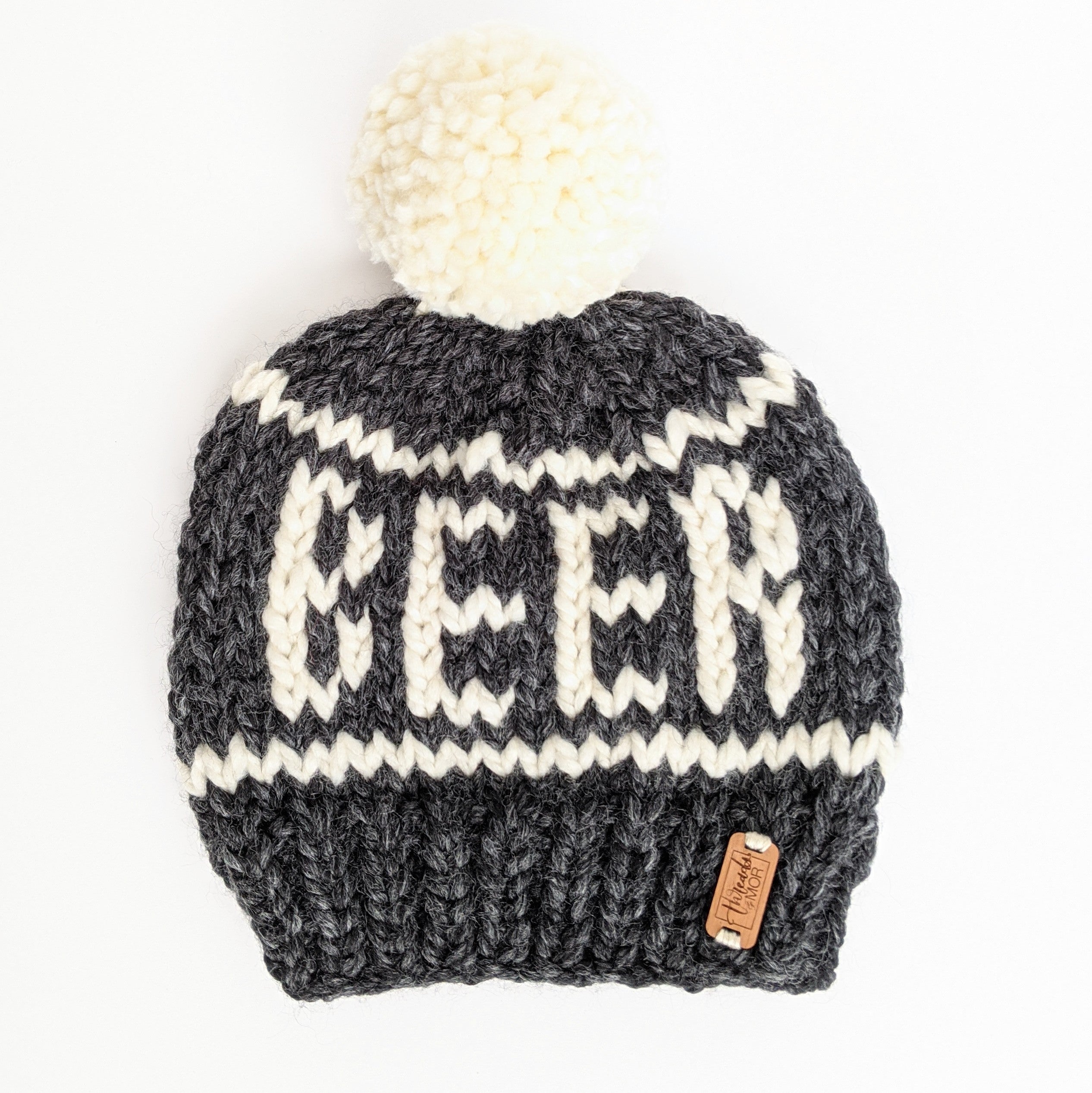 Gray Striped Beer Knit Beanie Hat
