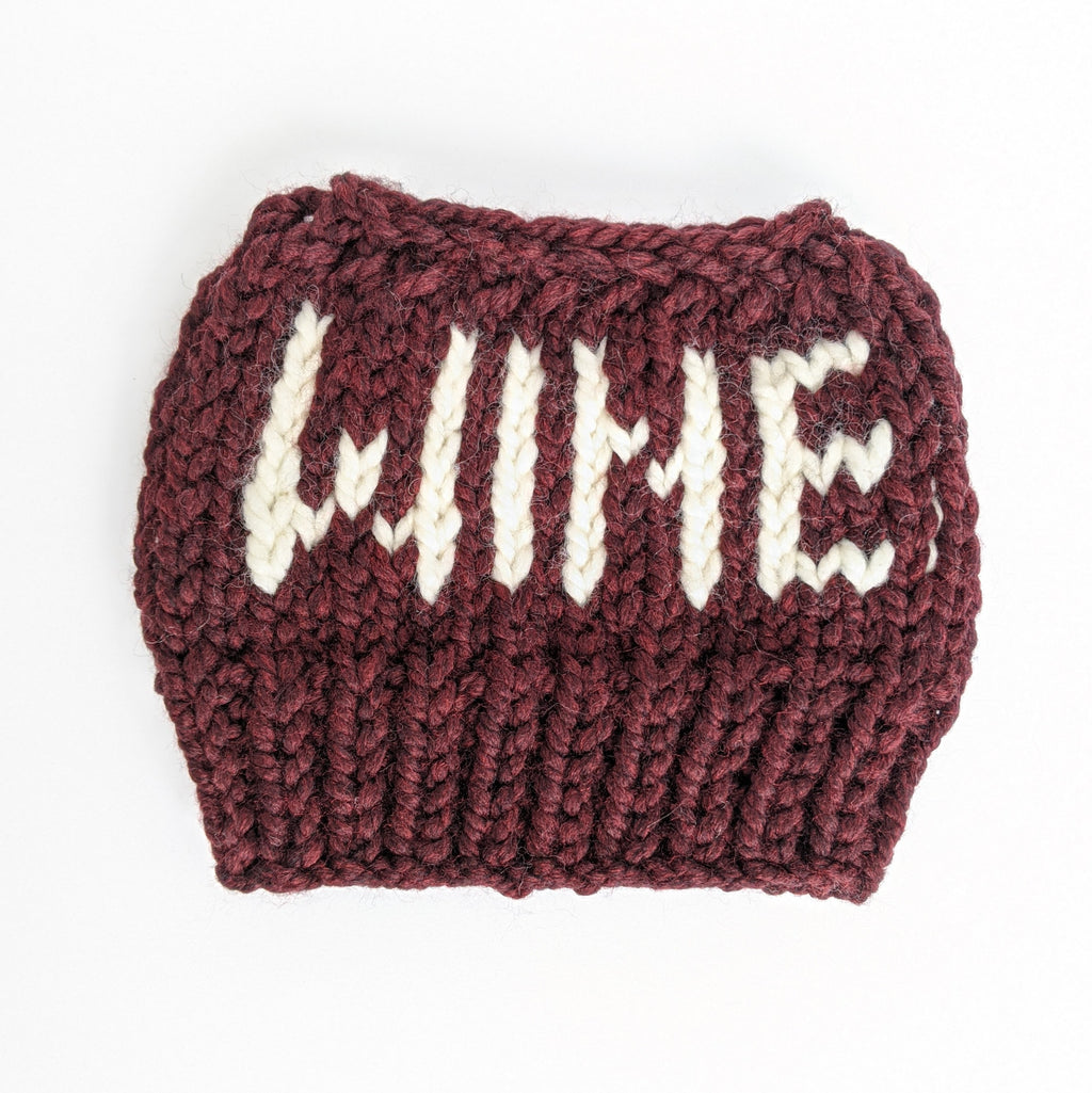 Maroon WINE Knit Bun Hat