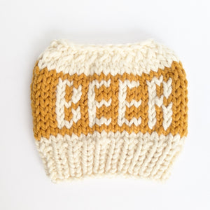Beer Knit Bun Hat