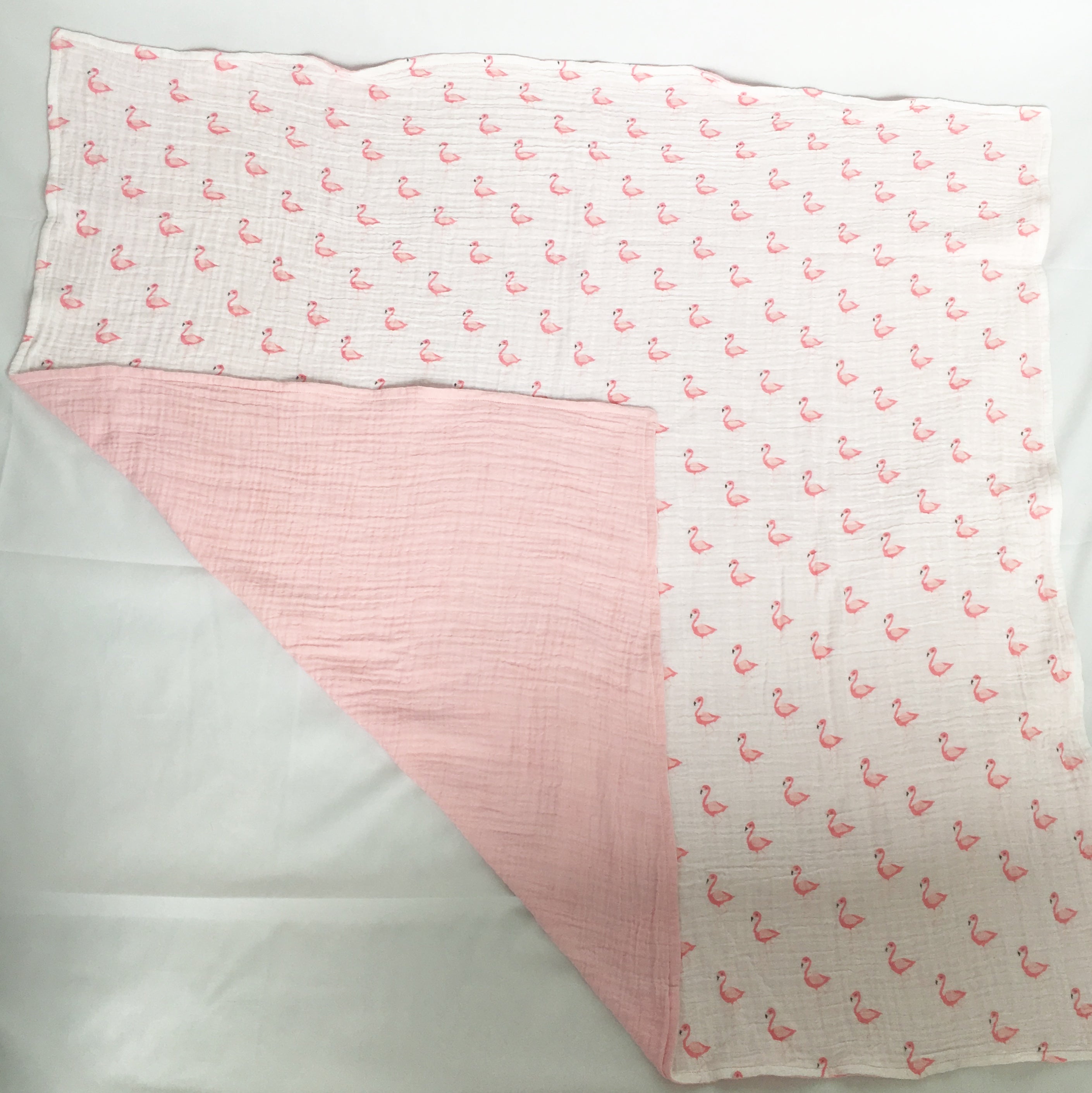 Double layer Flamingo Muslin Blanket