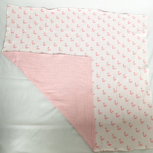Double layer Flamingo Muslin Blanket