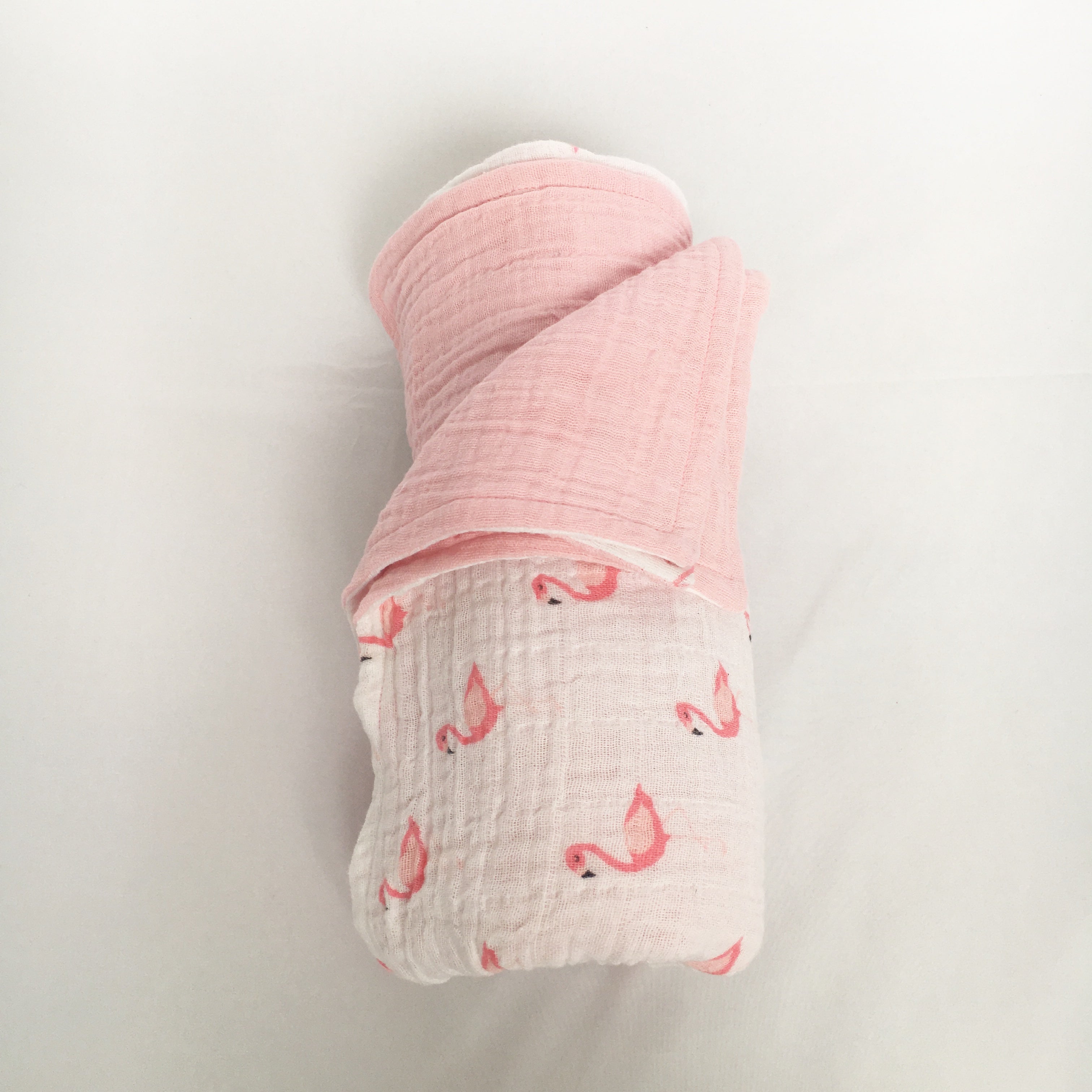 Double layer Flamingo Muslin Blanket