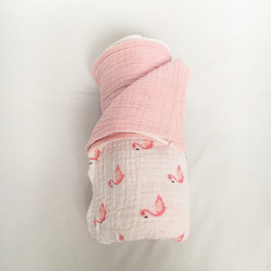 Double layer Flamingo Muslin Blanket
