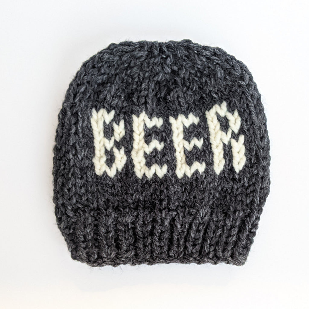 Gray Beer Knit Slouchy Hat