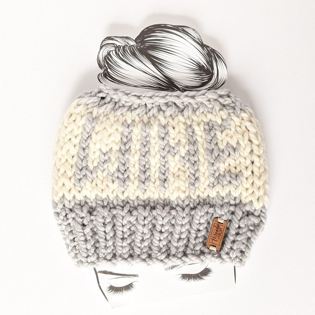 WINE Knit Bun Hat