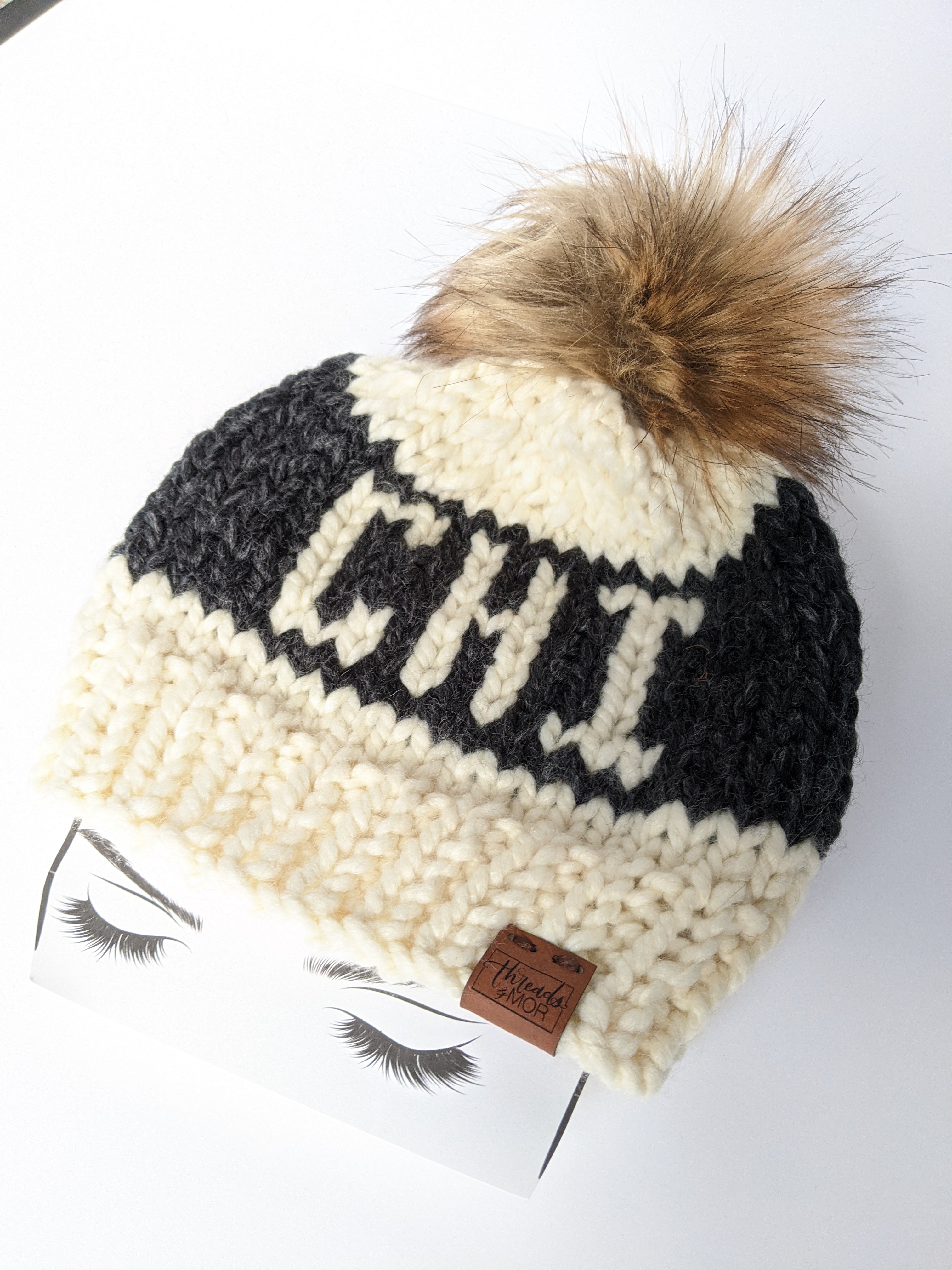CHI Knit Beanie Hat with Faux Fur Pom