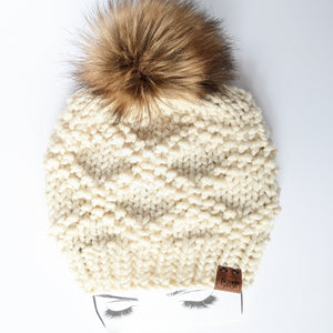 Etta Cream Knit Beanie Hat