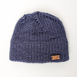 Navy double brim knit hat
