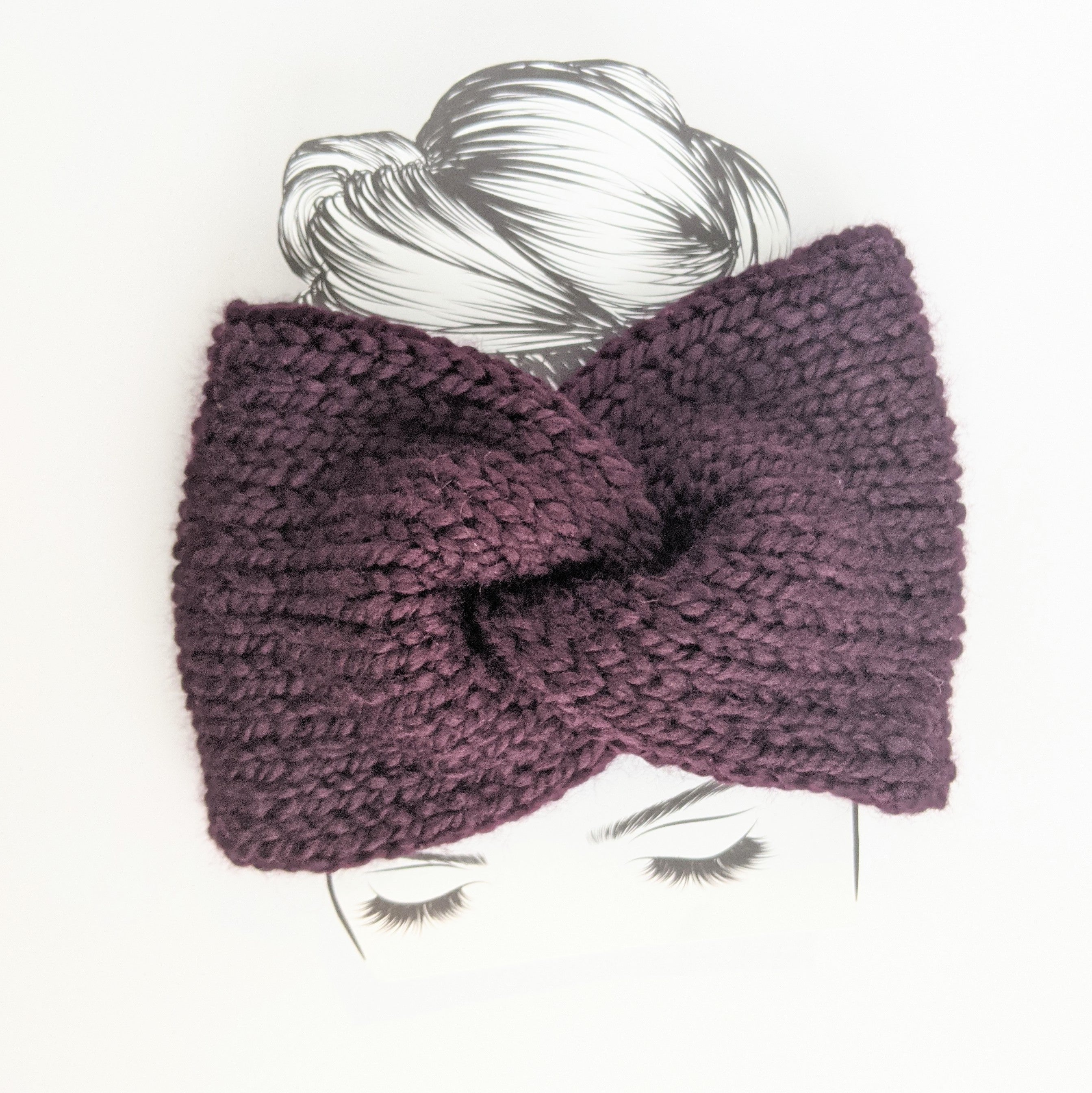 Youth Eggplant Twist Ear Warmer / Headband