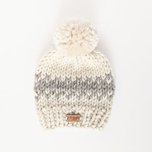 Infant Gray and Cream Knit Hat
