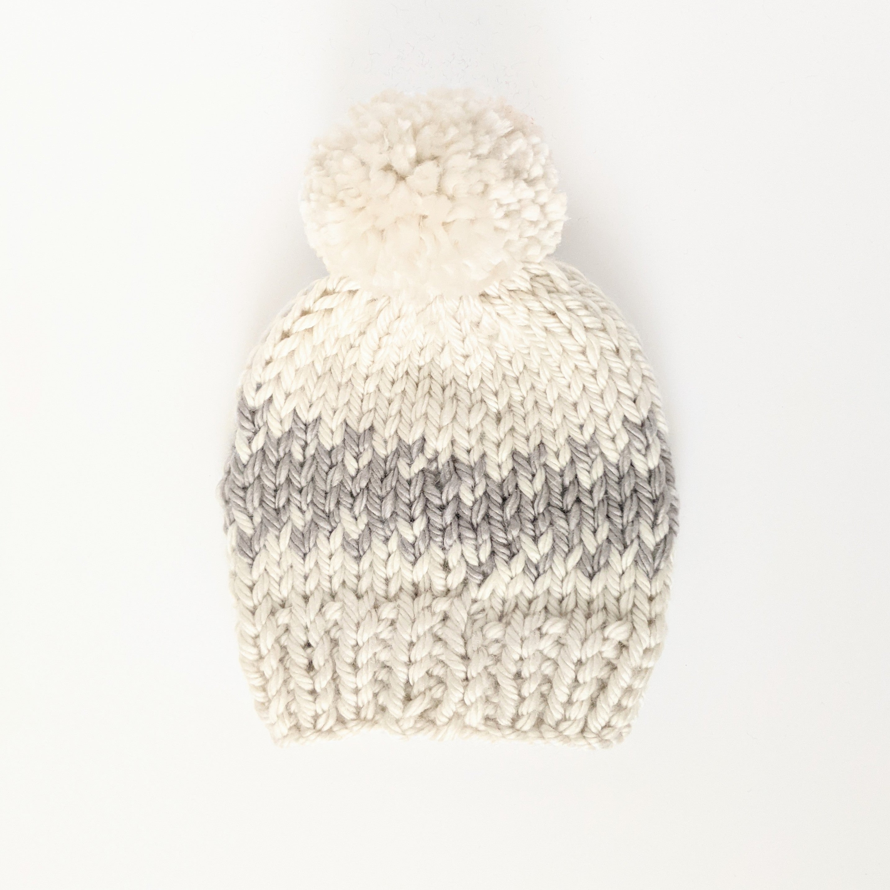 Infant Gray and Cream Knit Hat