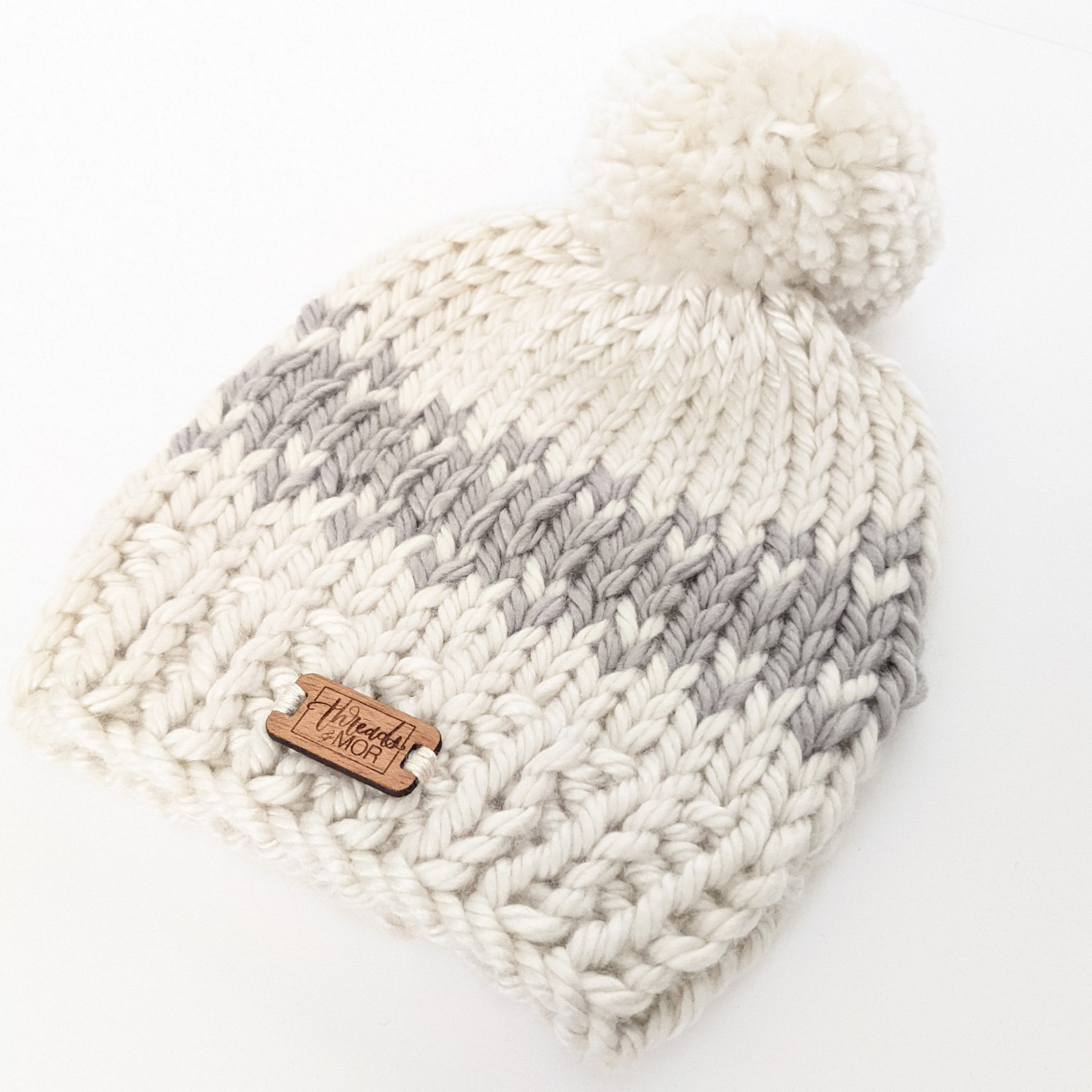 Infant Gray and Cream Knit Hat