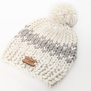 Infant Gray and Cream Knit Hat