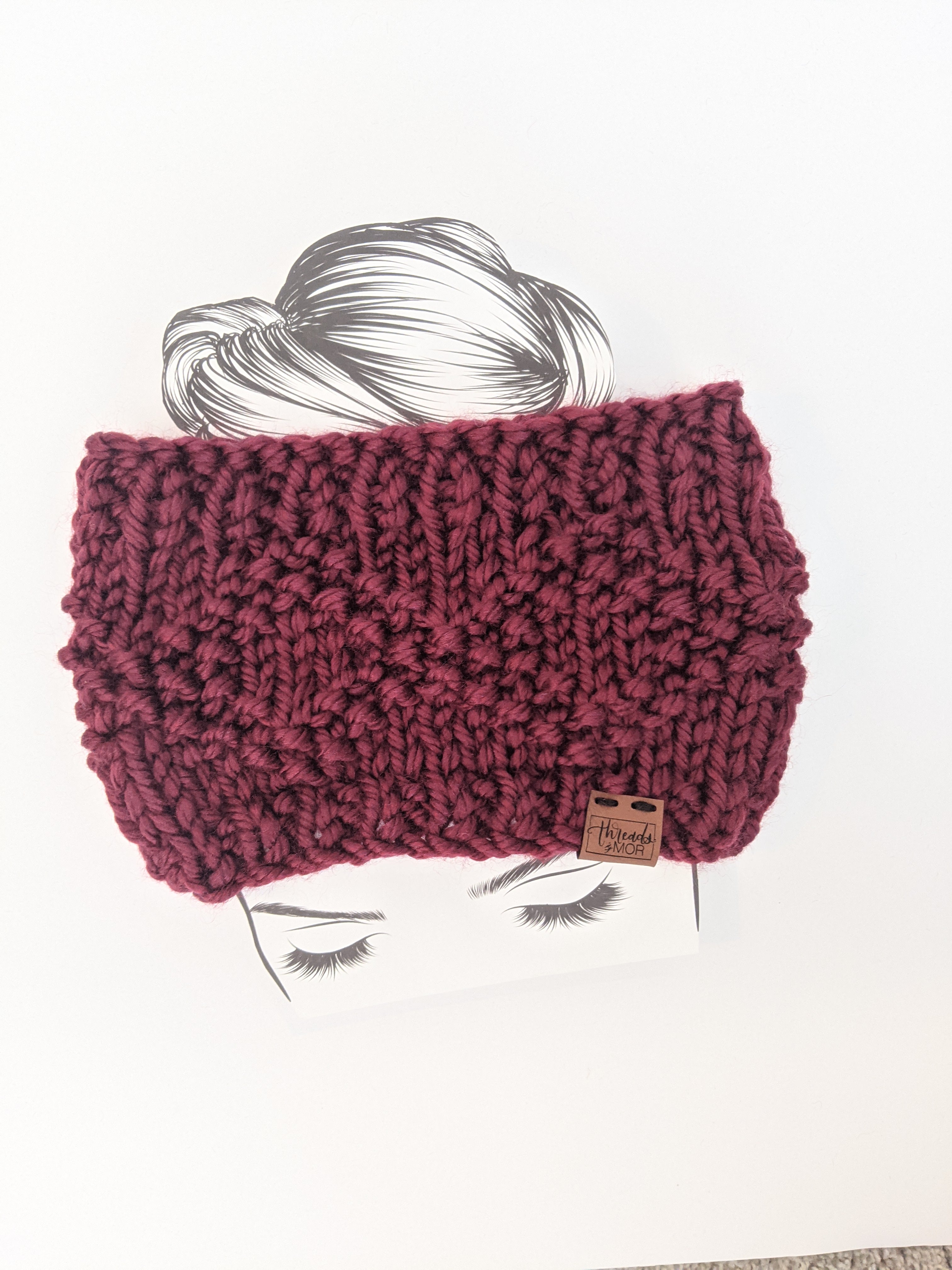 Etta Maroon Knit Ear Warmer