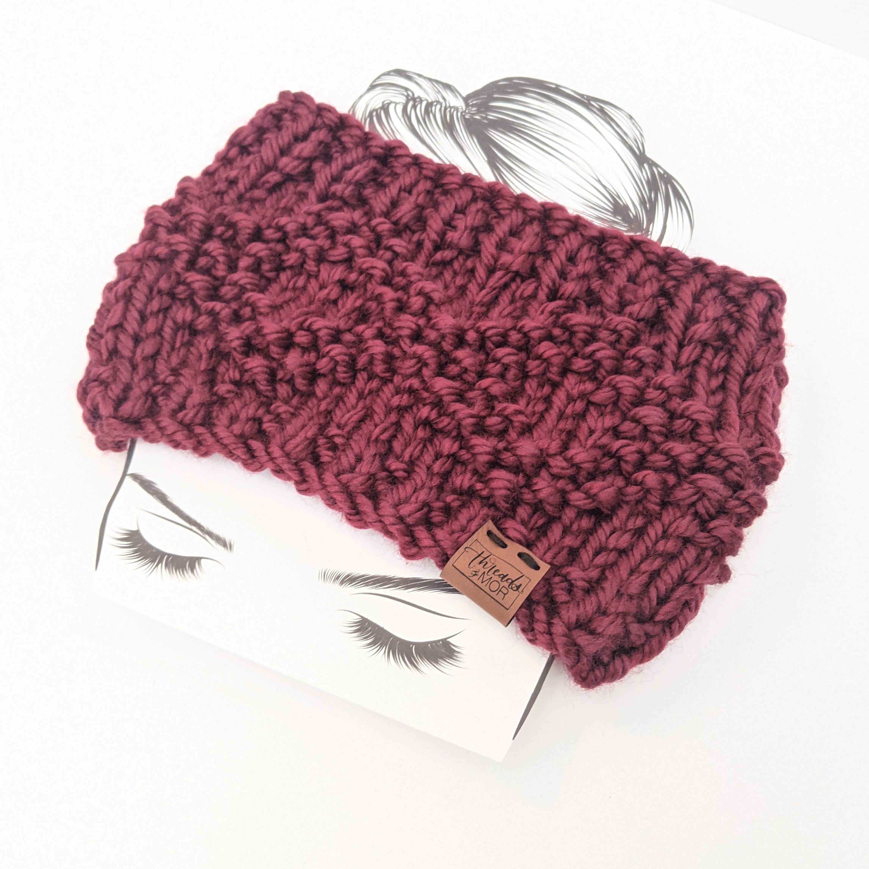 Etta Maroon Knit Ear Warmer