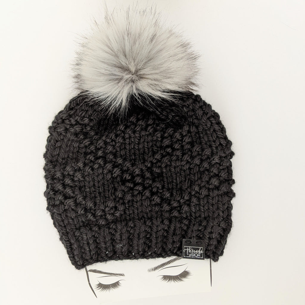 Etta Black Knit Beanie Hat