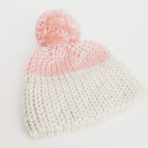 Pink and Cream Toddler double brim knit hat