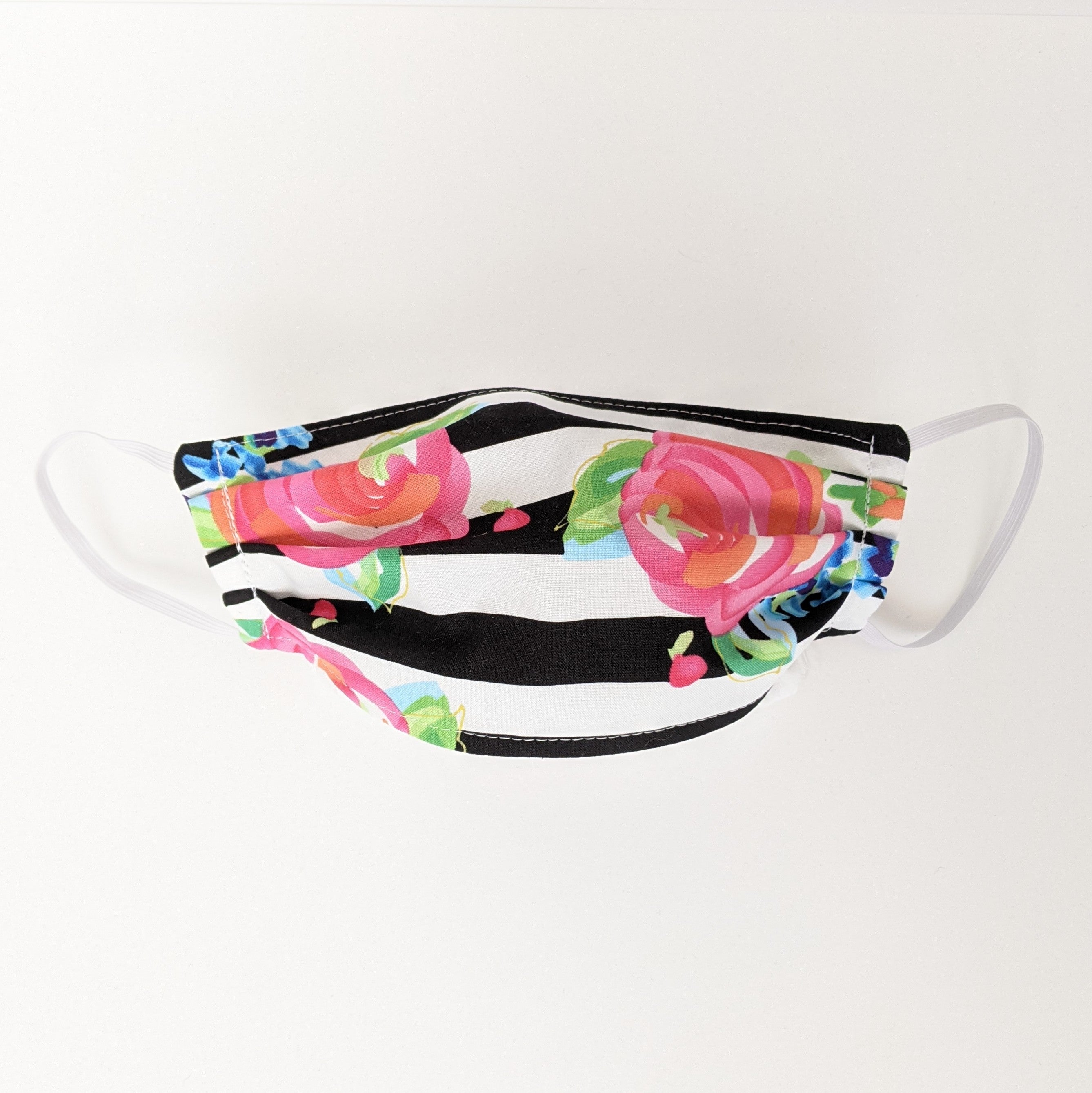 Stripes and Floral Face Mask