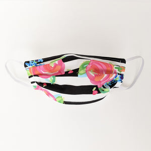 Stripes and Floral Face Mask + Mask Holder