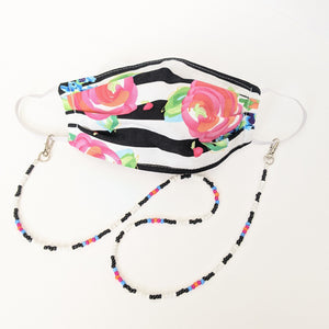 Stripes and Floral Face Mask + Mask Holder