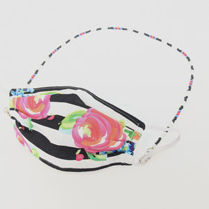 Stripes and Floral Face Mask + Mask Holder