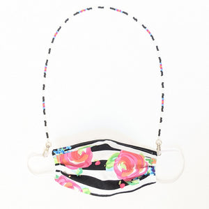 Stripes and Floral Face Mask + Mask Holder