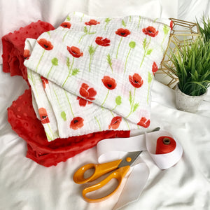 Red Poppy Muslin Blanket