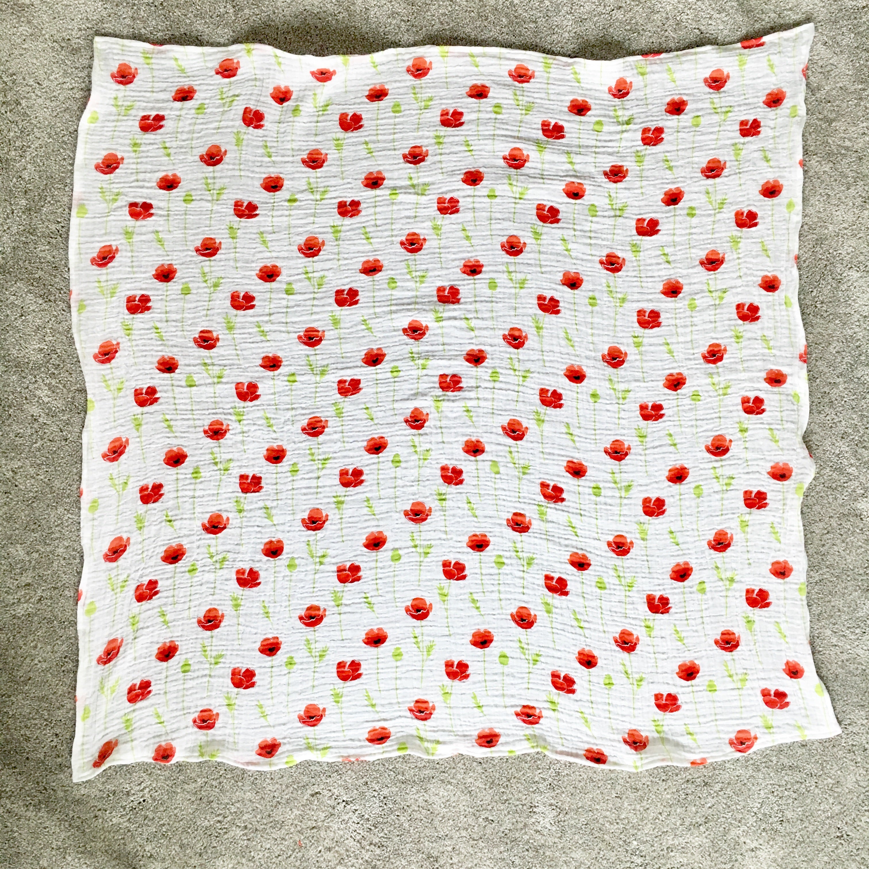 Red Poppy Muslin Blanket